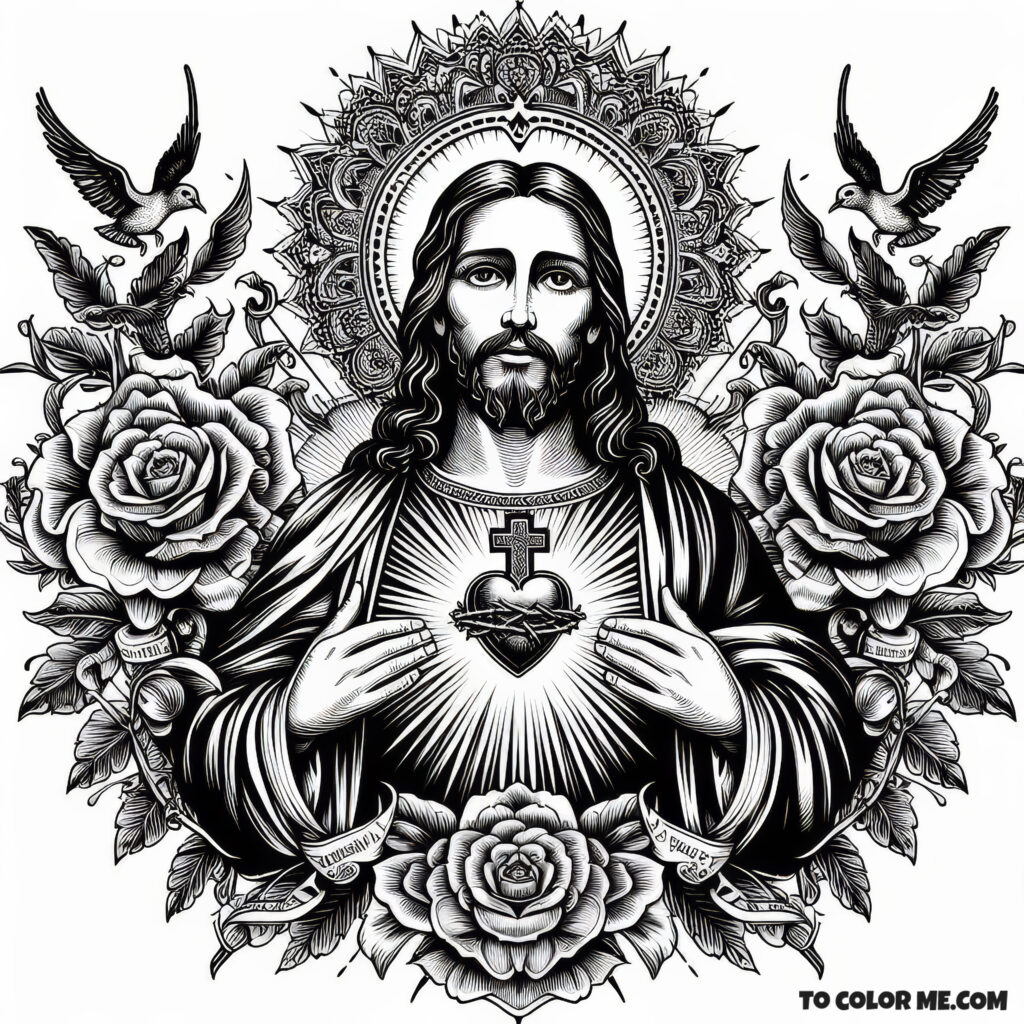 Jesus’ Heart of Compassion: A Sacred Coloring Page