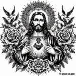 Jesus’ Heart of Compassion: A Sacred Coloring Page