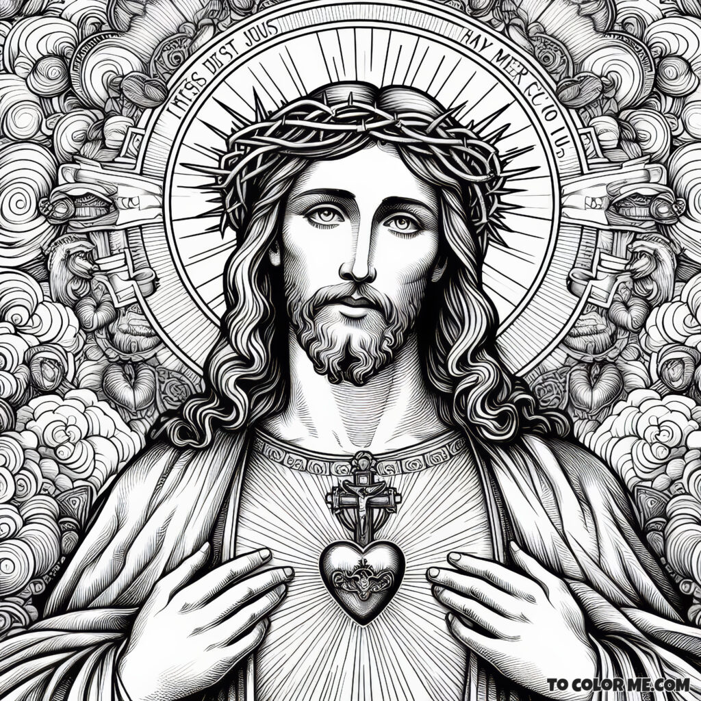 Sacred Heart of Jesus: Coloring the Emblem of Eternal Love