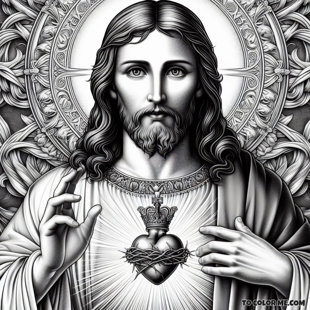 Coloring the Heart of the Divine: Sacred Heart of Jesus Page