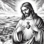 Sacred Heart of Jesus: A Coloring Page of Holy Passion