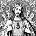 Sacred Heart of Jesus: A Coloring Page of Heavenly Mercy