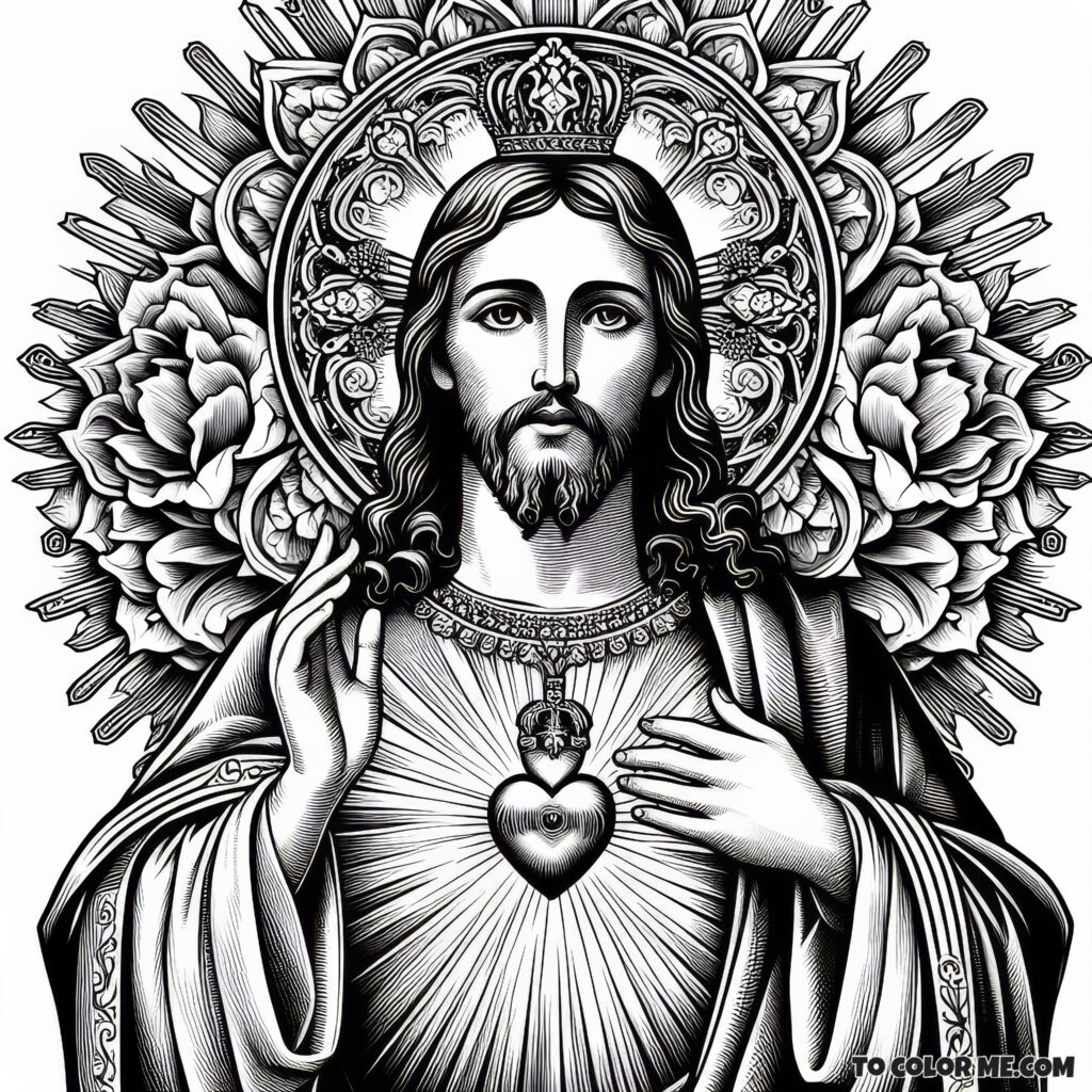 Jesus’ Heart of Sacrifice: A Coloring Page of Holy Love