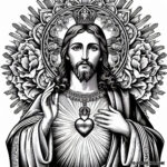Jesus’ Heart of Sacrifice: A Coloring Page of Holy Love