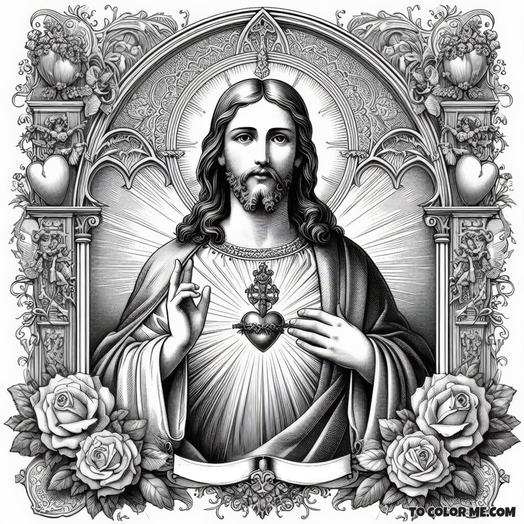 Jesus’ Heart of Love: A Coloring Page for the Faithful