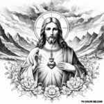 Sacred Heart of Jesus: A Coloring Page of Divine Sacrifice