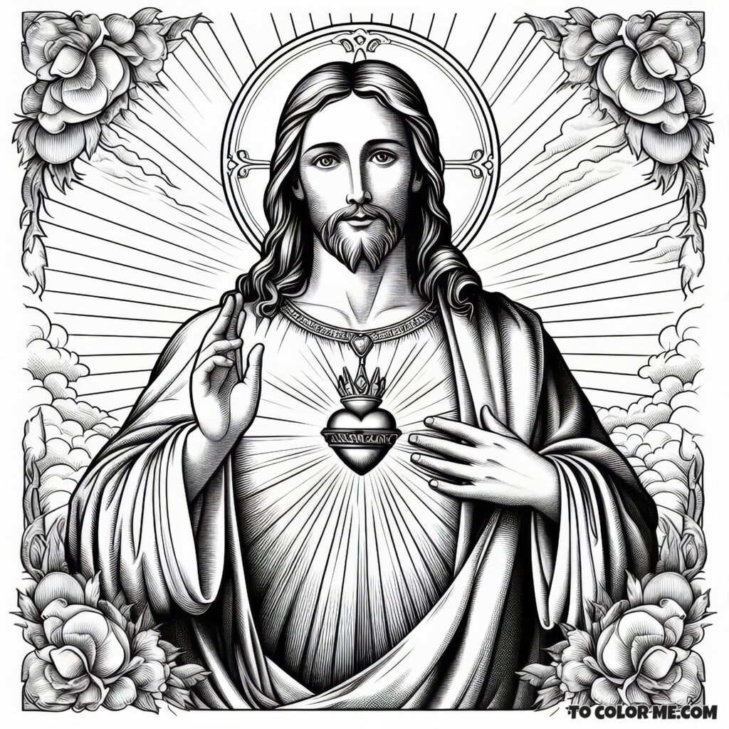 Sacred Heart of Jesus: Coloring the Emblem of Divine Love