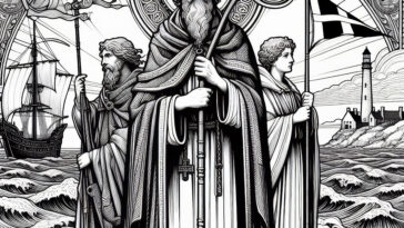 Emerald Isle’s Evangelist: Saint Columba’s Coloring Page