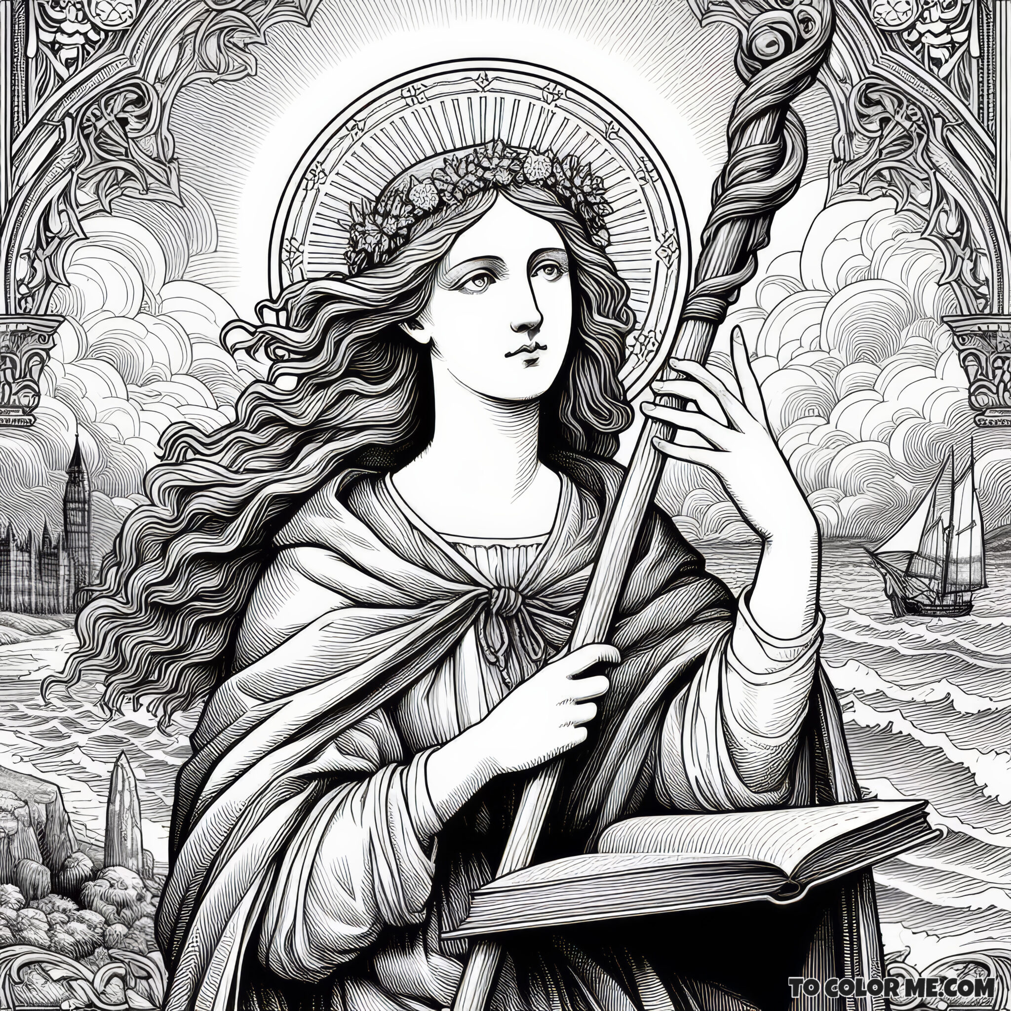 Coloring the Queen Saint Margaret of Scotland’s Devotion To Color Me Free