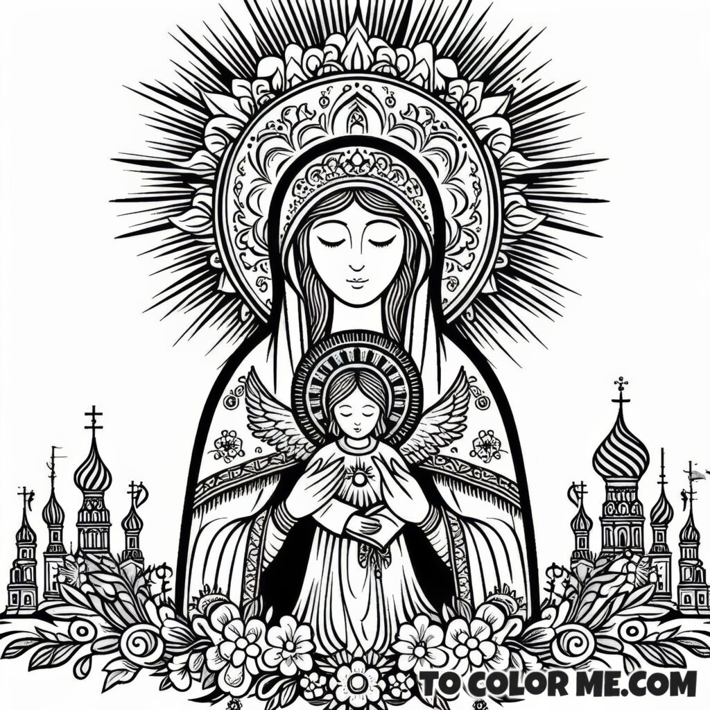 Mary Assumed into Heaven: Faith-Based Coloring