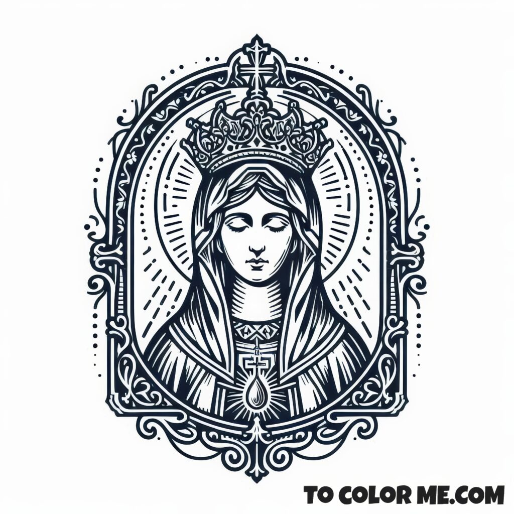 Our Lady of Czestochowa: Polish Icon Coloring Page
