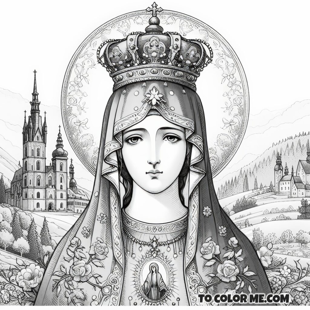 Black Madonna: Czestochowa Coloring Sheet