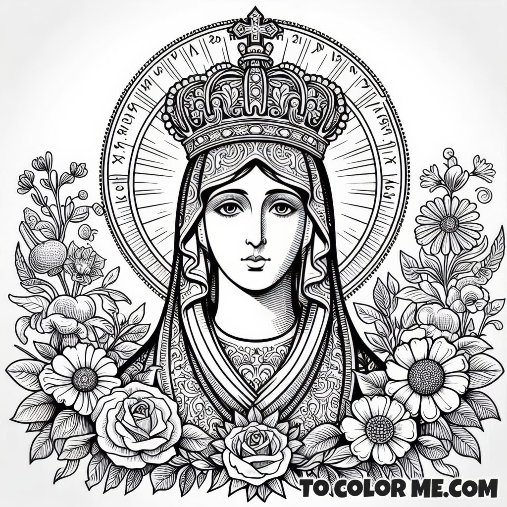 Scarred Mary: Lady of Czestochowa Coloring Page