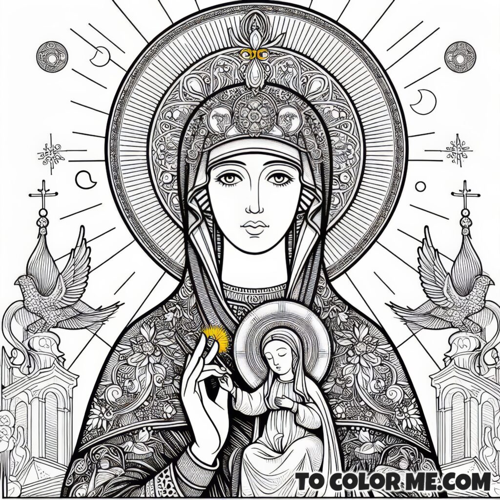 Clouded Victory: Czestochowa Madonna Coloring Page