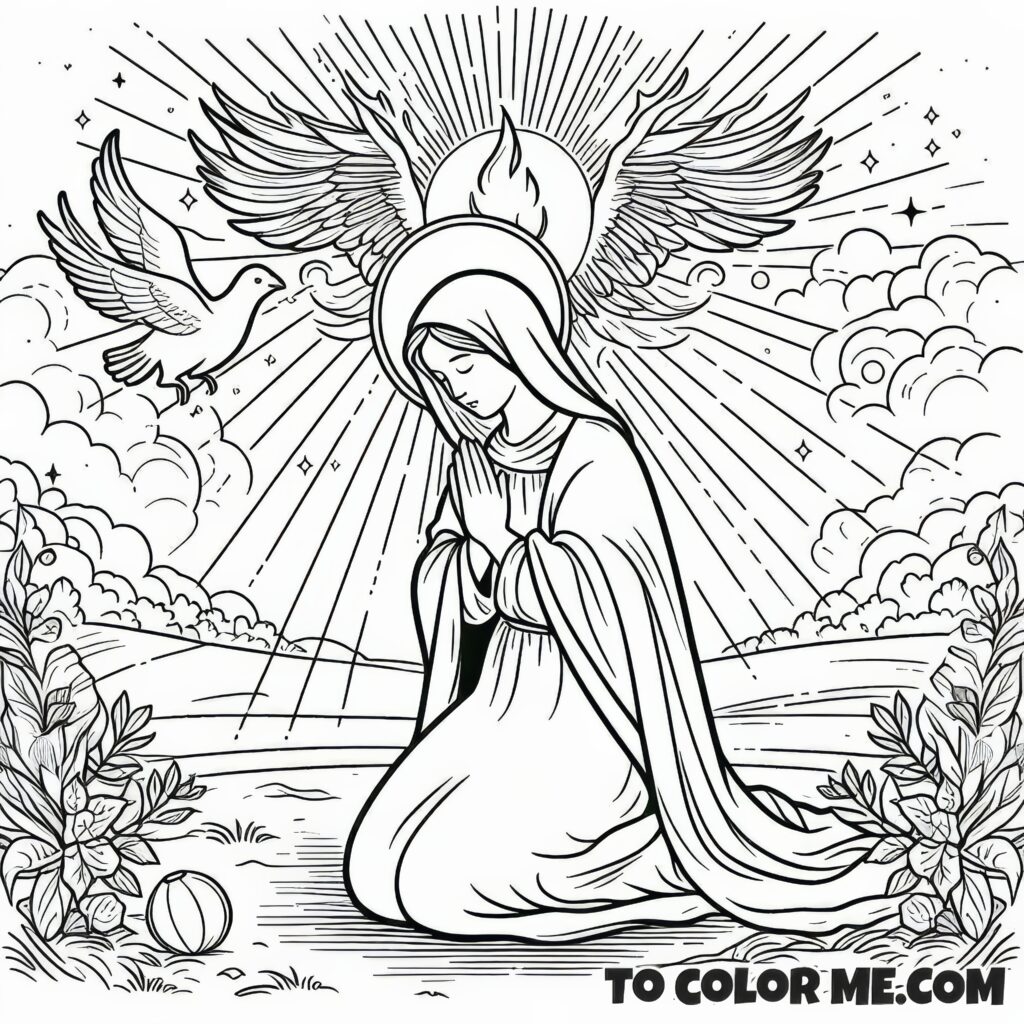 Coronation of Mary: Queenship Coloring Page