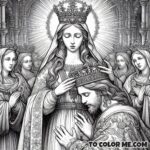 Mary's Heavenly Throne: Queenship Coloring