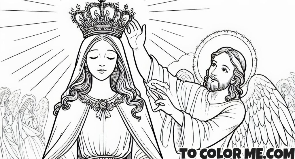 Queen of Peace: Marian Devotion Coloring Page