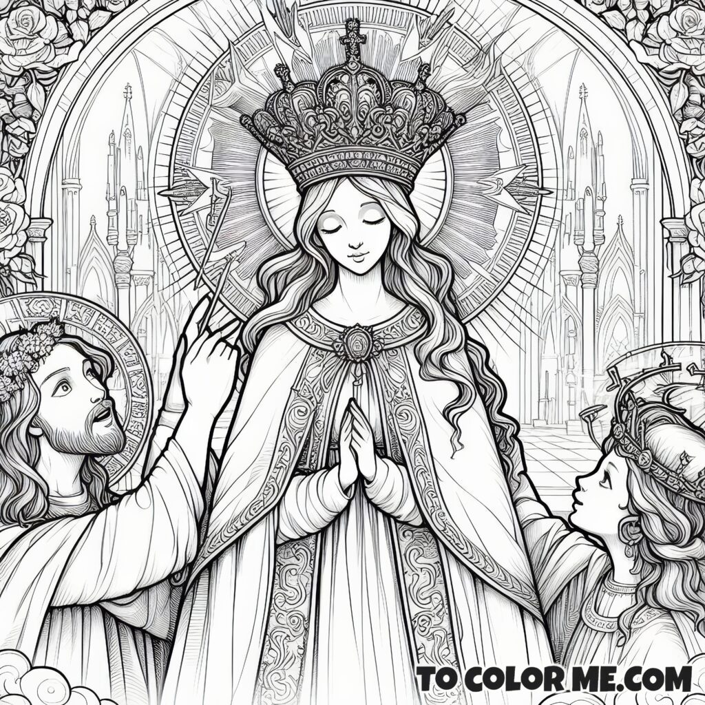 Royal Virgin: Queenship of Mary Coloring Page