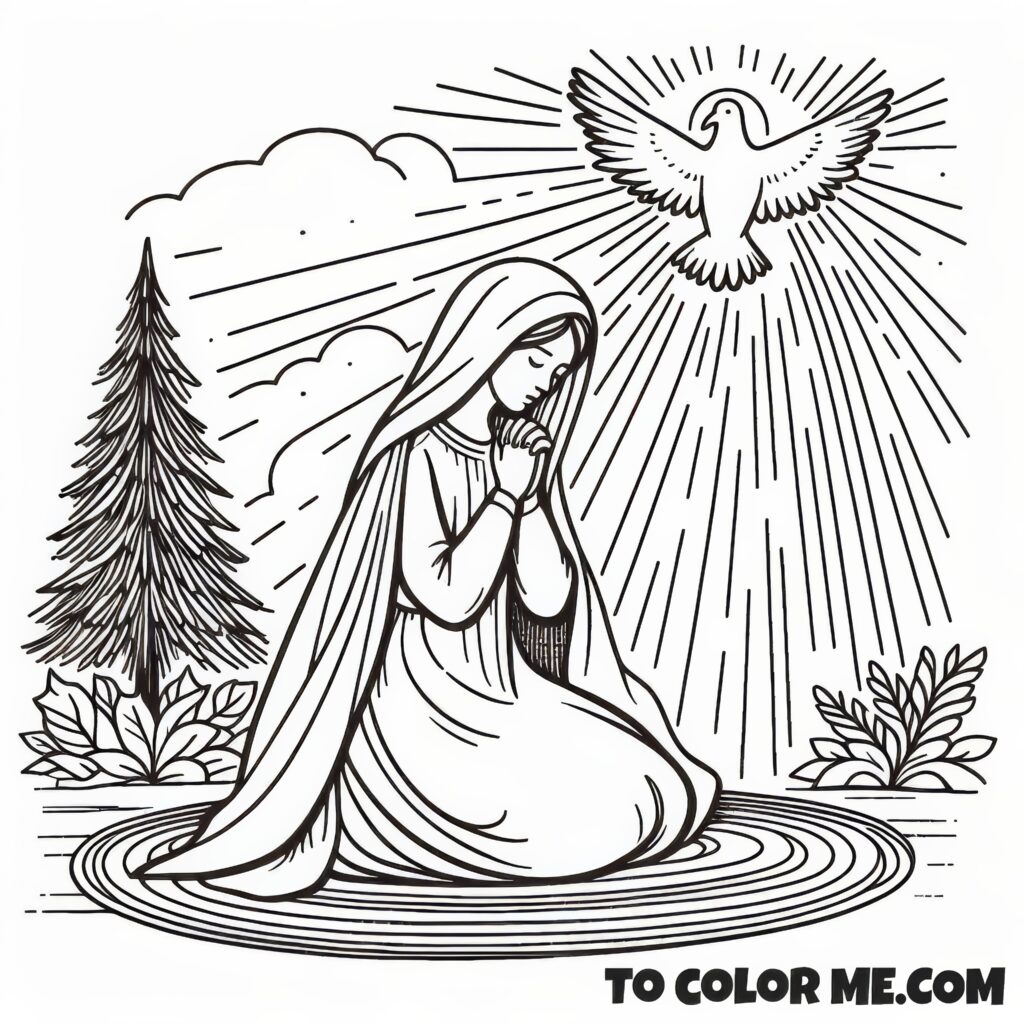 Mary's Royal Scepter: Catholic Coloring Page
