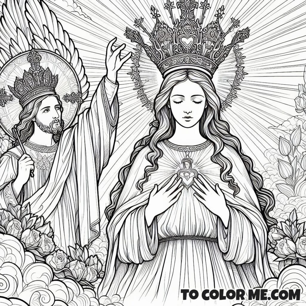 Heavenly Monarch: Mary Queenship Coloring Sheet