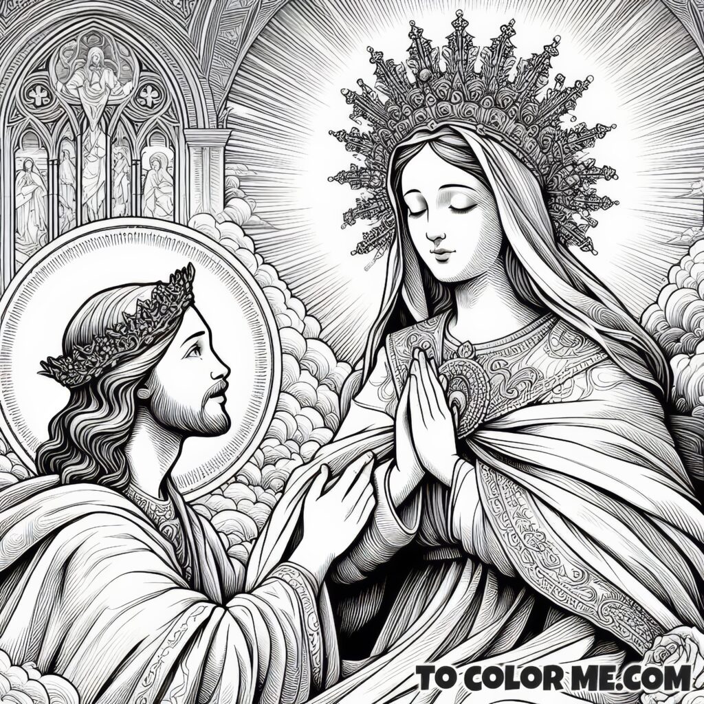 Mary's Divine Royalty: Queenship Coloring