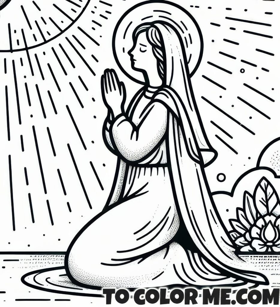 Mary's Celestial Rule: Catholic Coloring Page