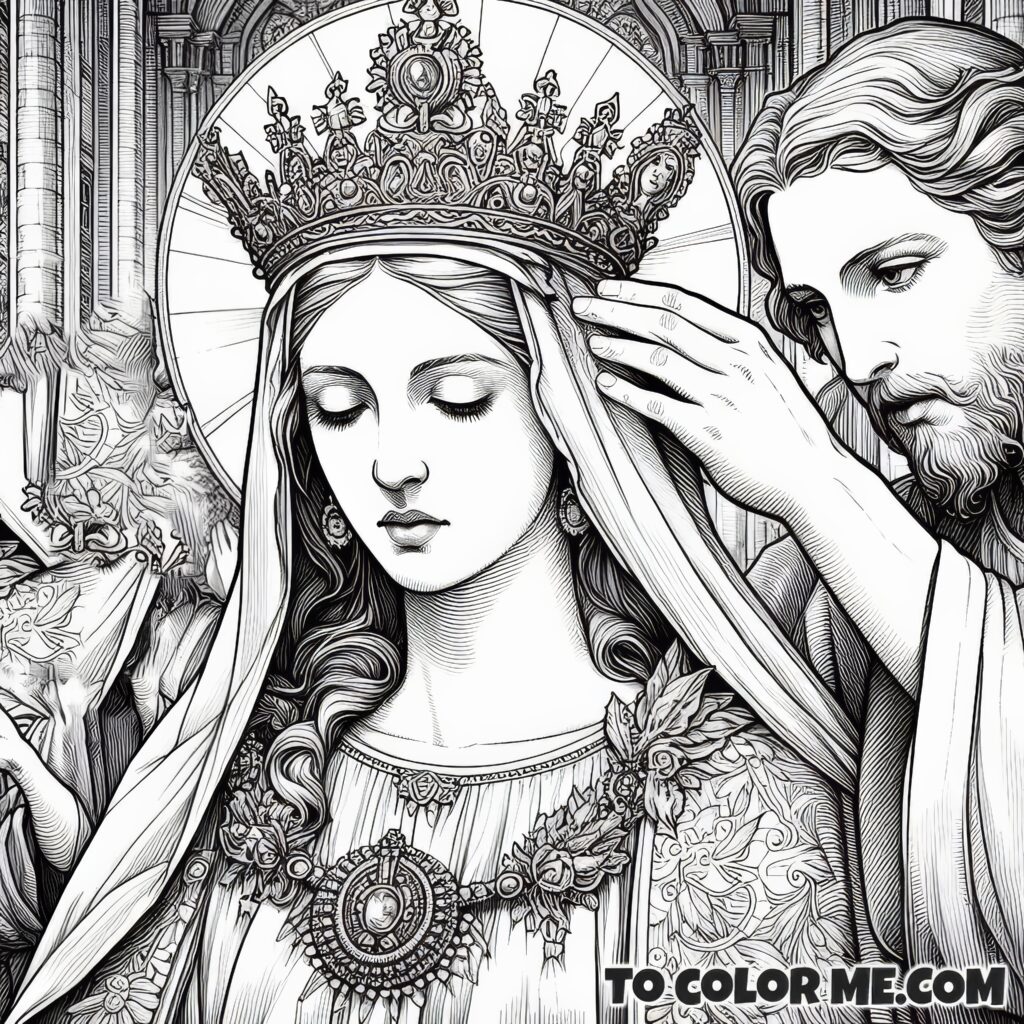 Mary's Heavenly Rule: Catholic Coloring Activity
