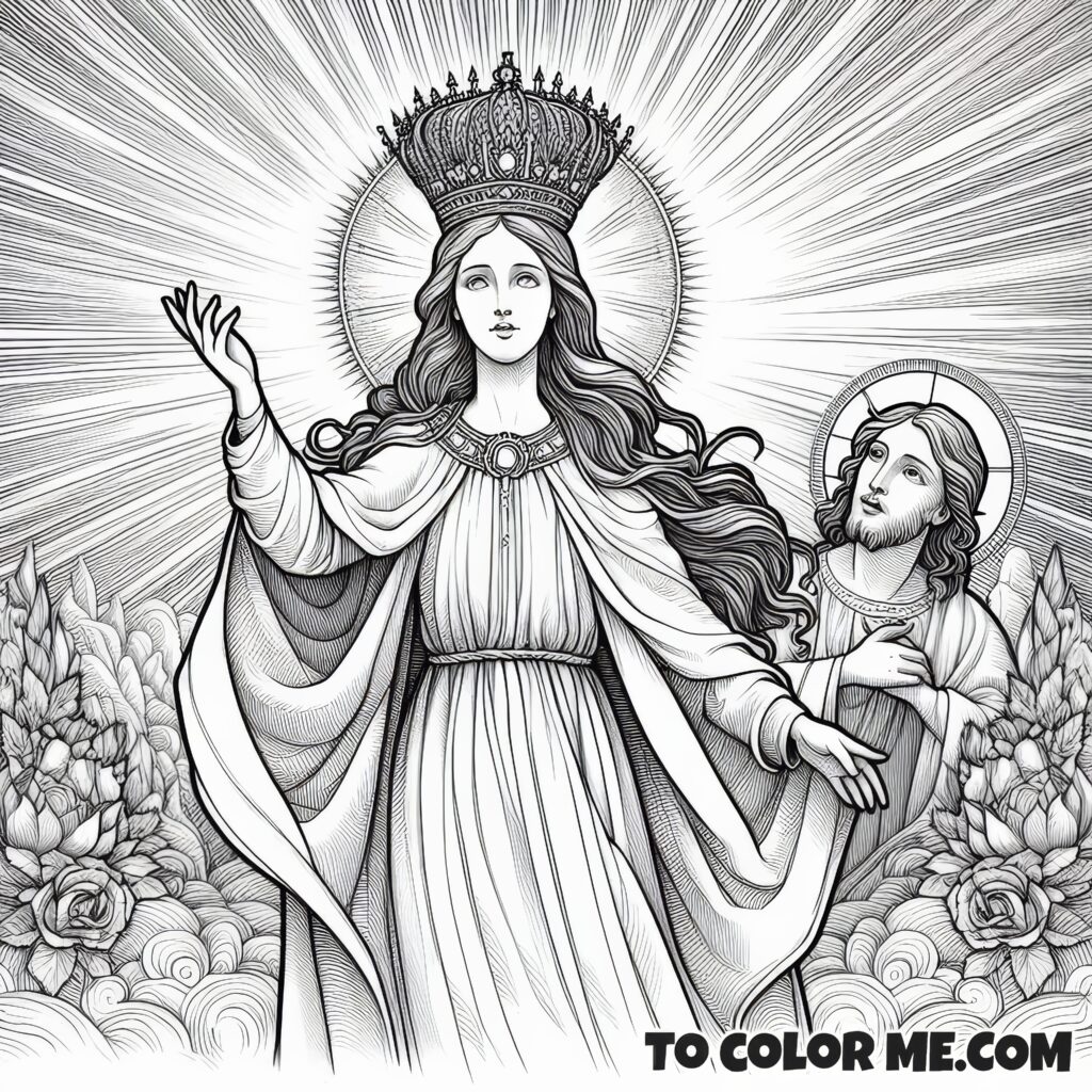 Celestial Queen Mary: Queenship Coloring Sheet