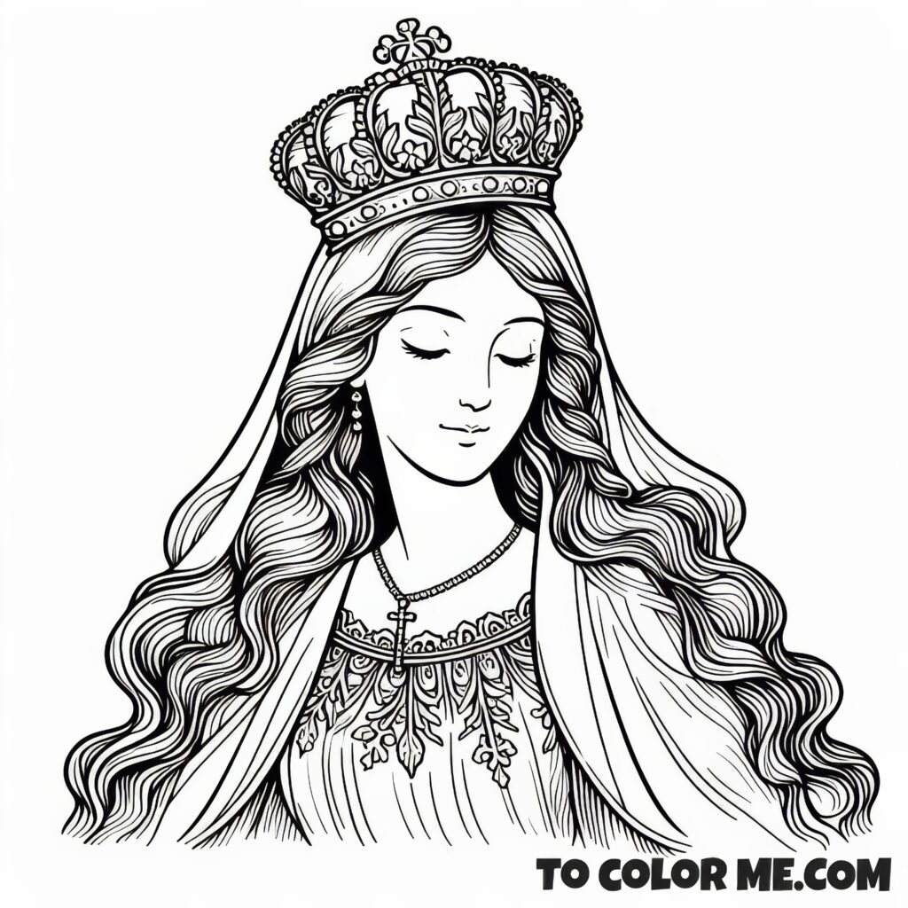 Our Lady's Royal Honor: Catholic Coloring Page