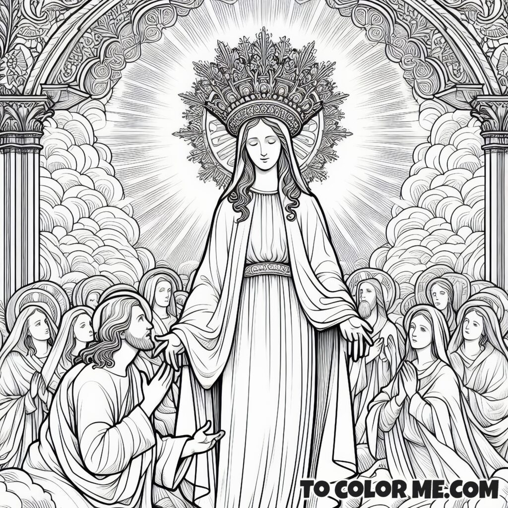 Mary's Divine Queenship: Marian Coloring Activity