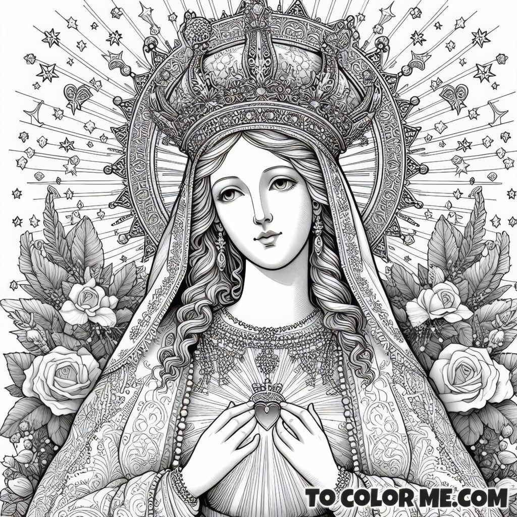 Our Lady's Celestial Throne: Catholic Coloring