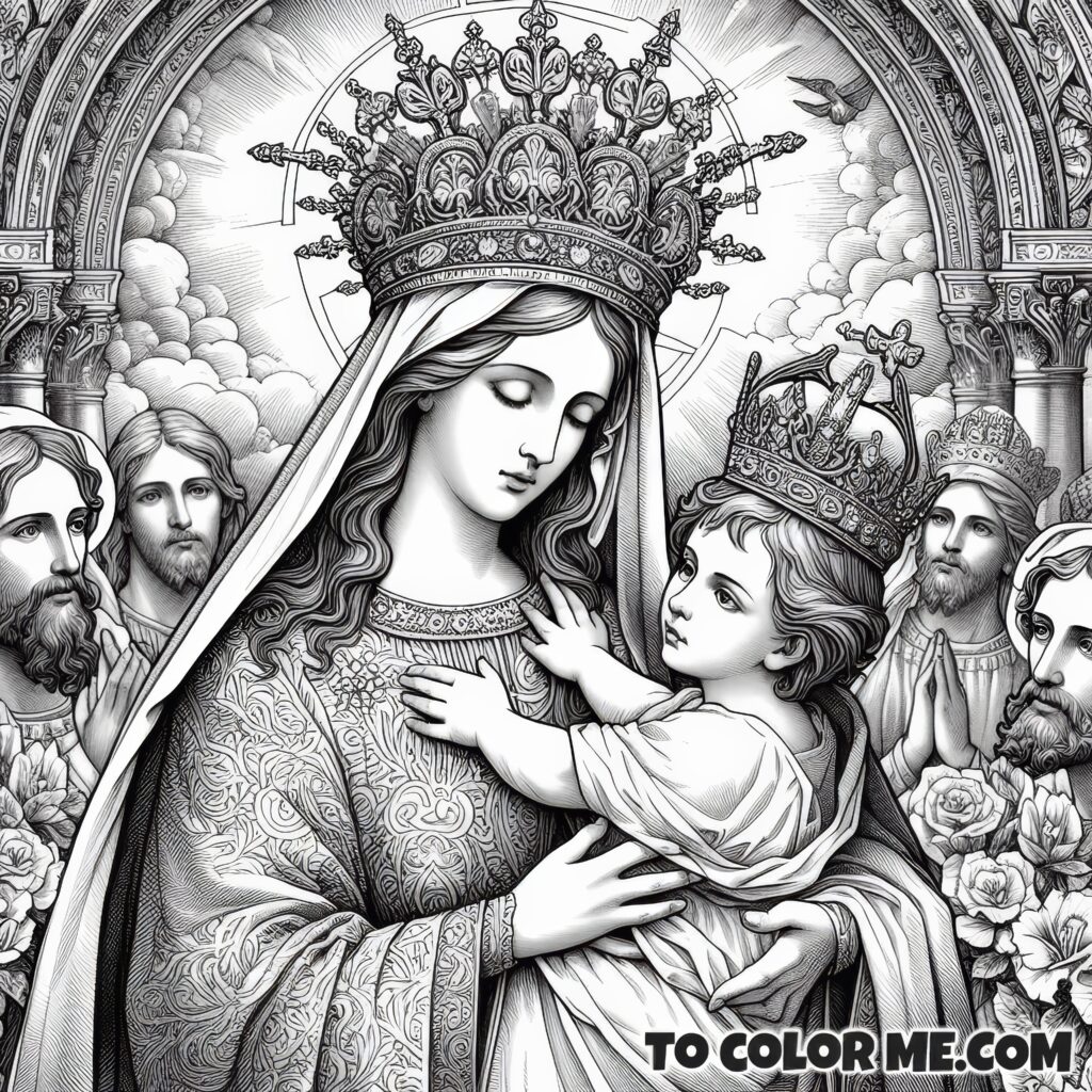 Blessed Virgin's Majesty: Catholic Coloring Page