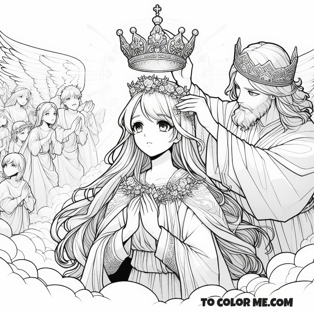 Mary's Regal Splendor: Queenship Coloring Page
