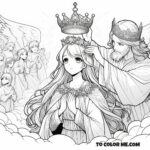 Mary's Regal Splendor: Queenship Coloring Page