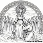 Mary's Royal Mantle: Catholic Coloring Page