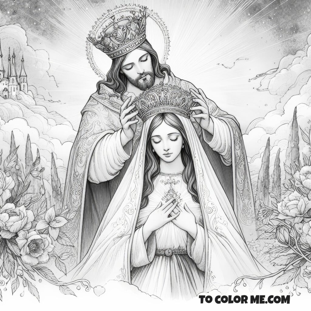 Blessed Virgin's Royal Role: Catholic Coloring