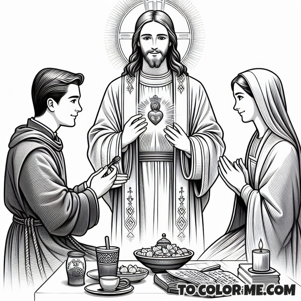 Saint John Eudes: Sacred Heart Devotion Coloring Page