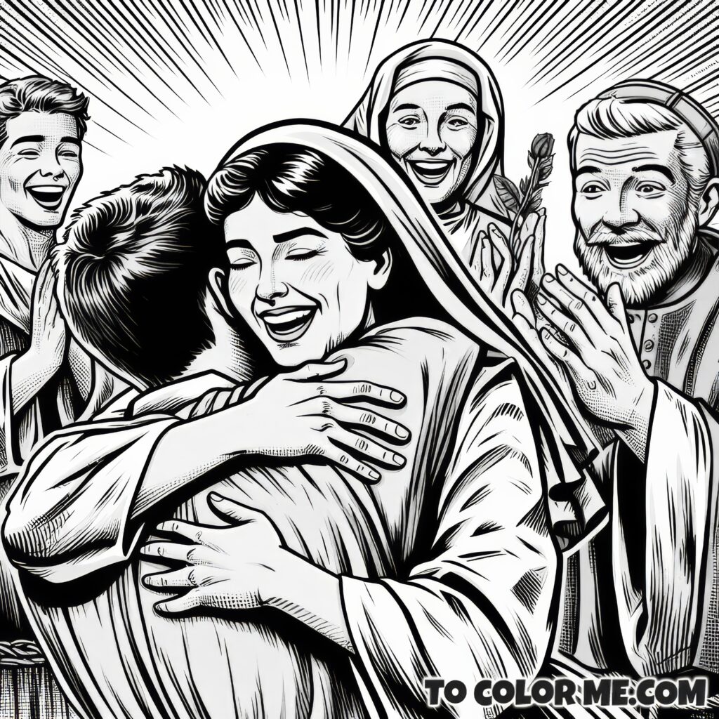 Saint's Reunion: Monica and Augustine Coloring Page