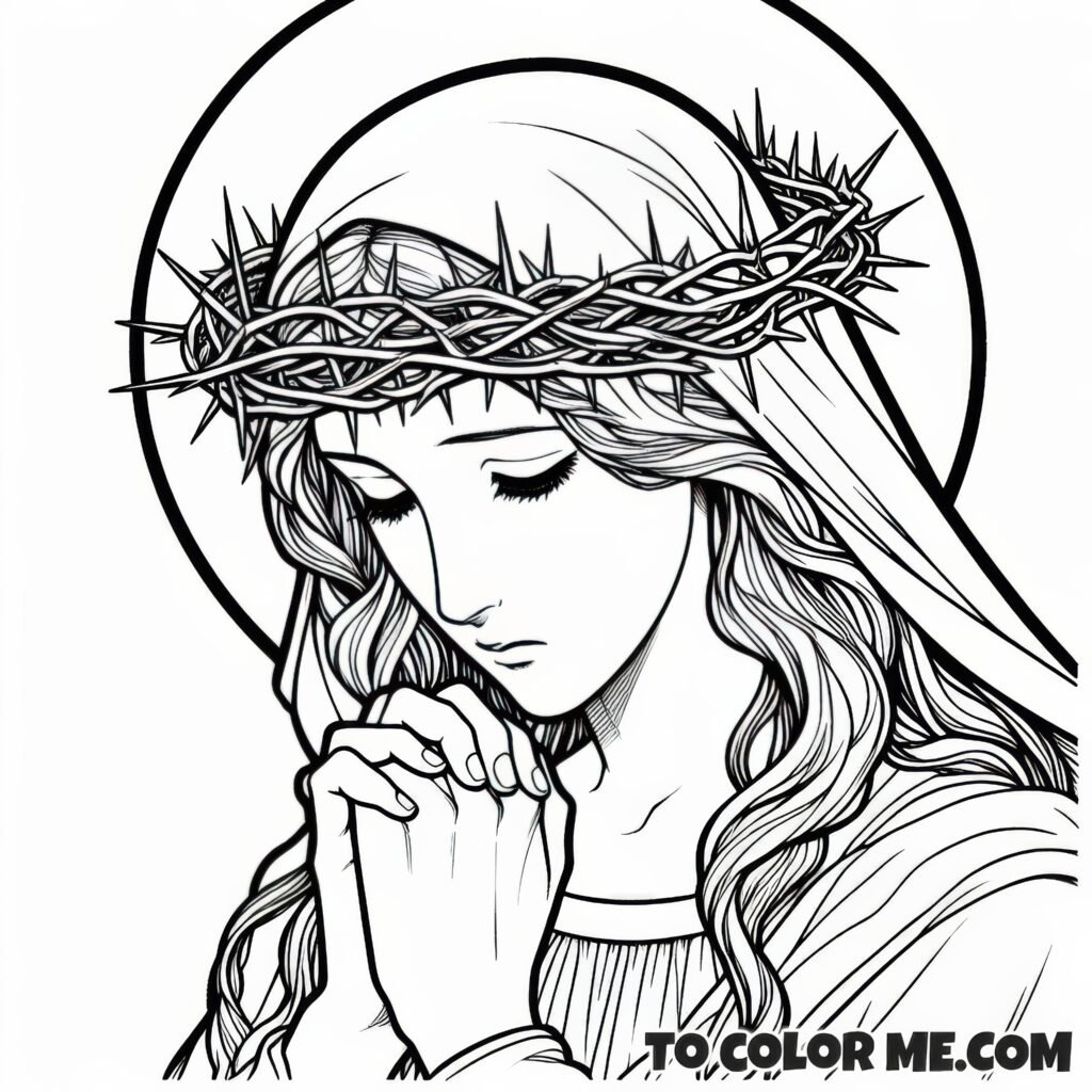 Crown of Thorns: Saint Rose Coloring Page