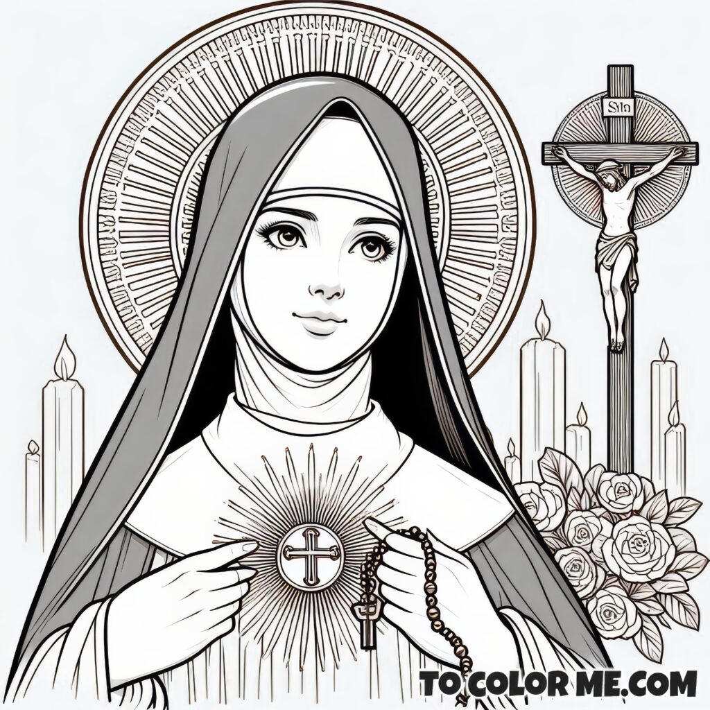 Devout Nun: St. Rose of Lima Coloring Activity