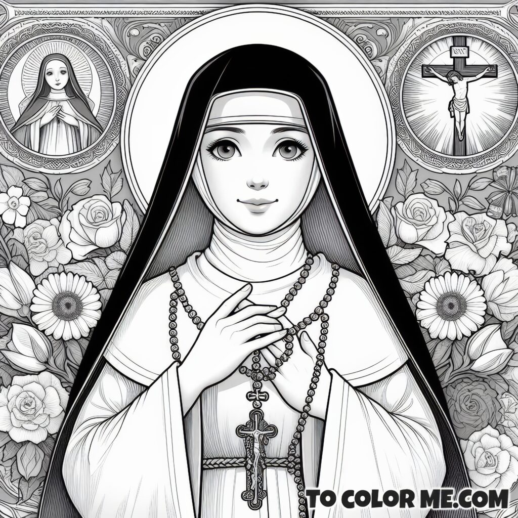 Mystic Nun: Rose of Lima Coloring Sheet