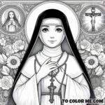 Mystic Nun: Rose of Lima Coloring Sheet