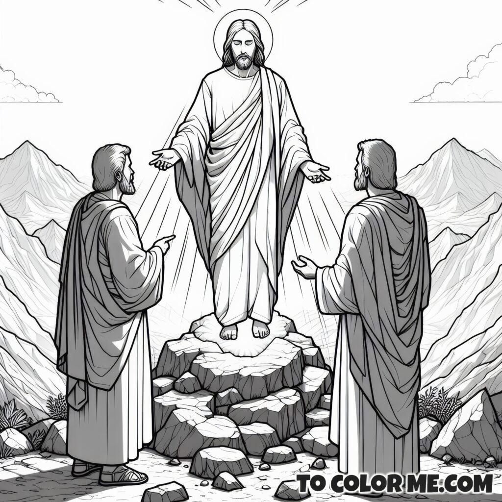 Sacred Shining: Transfiguration Scene Coloring Pages