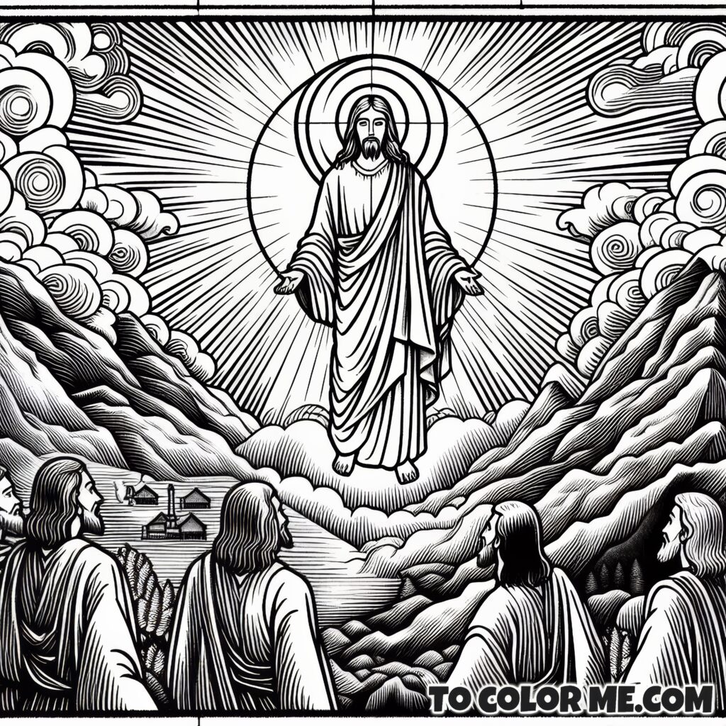 Heavenly Halo: Jesus' Transfiguration Coloring Pages