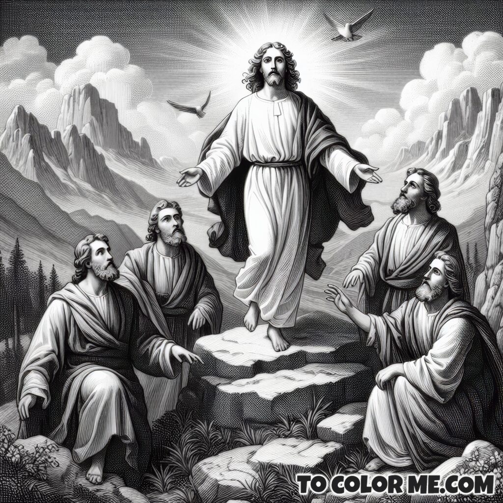 Radiant Revelation: Transfiguration Scene Coloring Pages