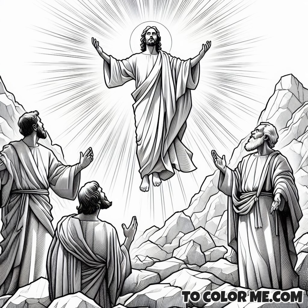 Glorious Guise: Transfiguration Scene Coloring Pages