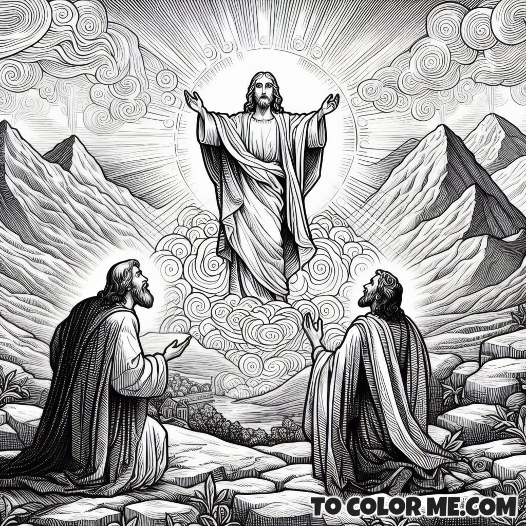 Holy Hillside: Transfiguration Coloring Pages