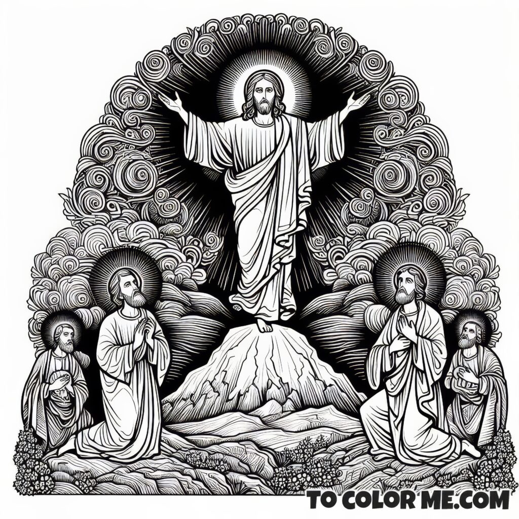 Sacred Summit: Transfiguration Coloring Pages