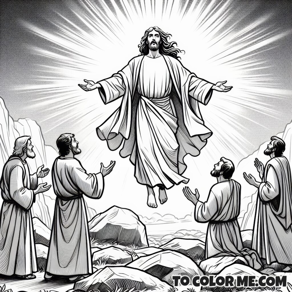 God's Voice: Transfiguration Scene Coloring Pages