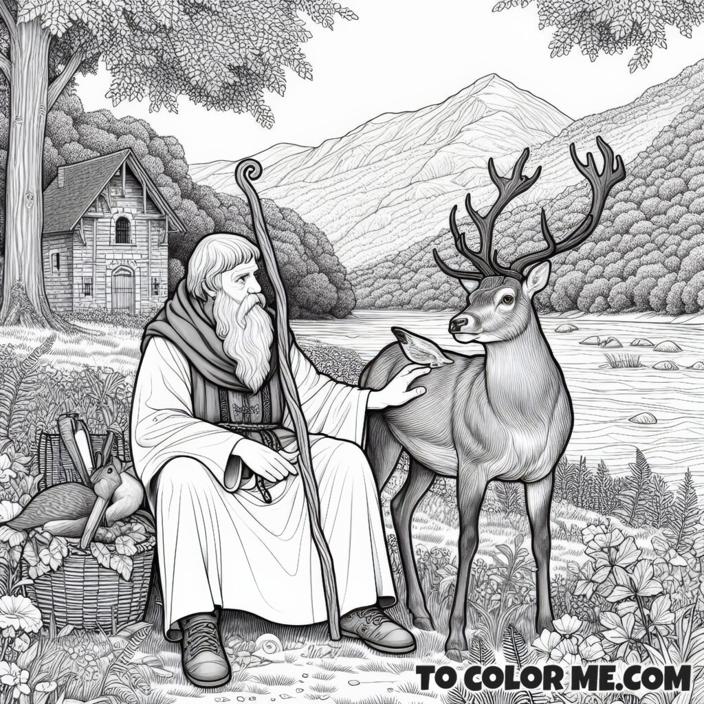 Saint Giles: Hermit Hero Coloring Page